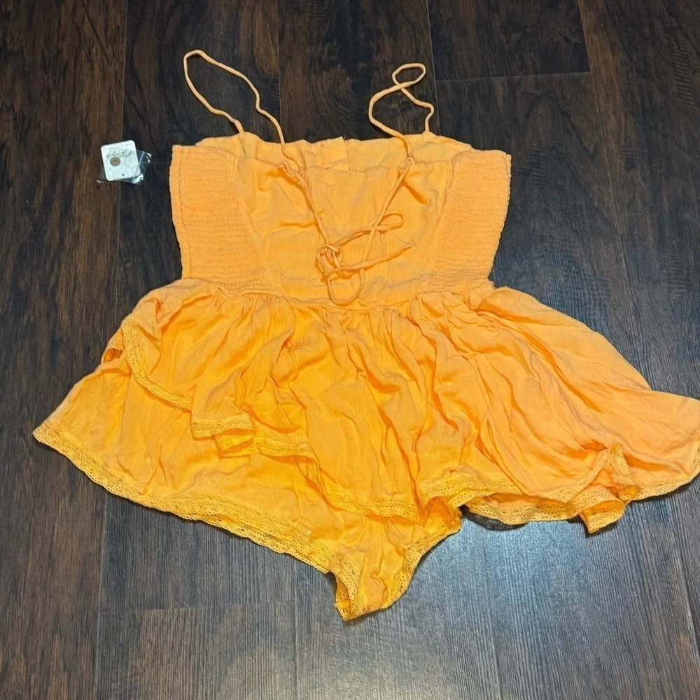 Free People Marley Romper Orange Large NWT